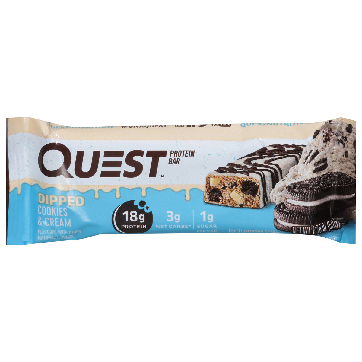 Quest Dipped Chocolate Cookies N Cream Bar - 1.76 Ounce — WholeLotta Good