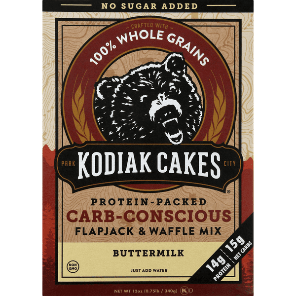 Kodiak Cakes Flapjack & Waffle Mix, Buttermilk, Carb-Conscious - 12 Ou ...