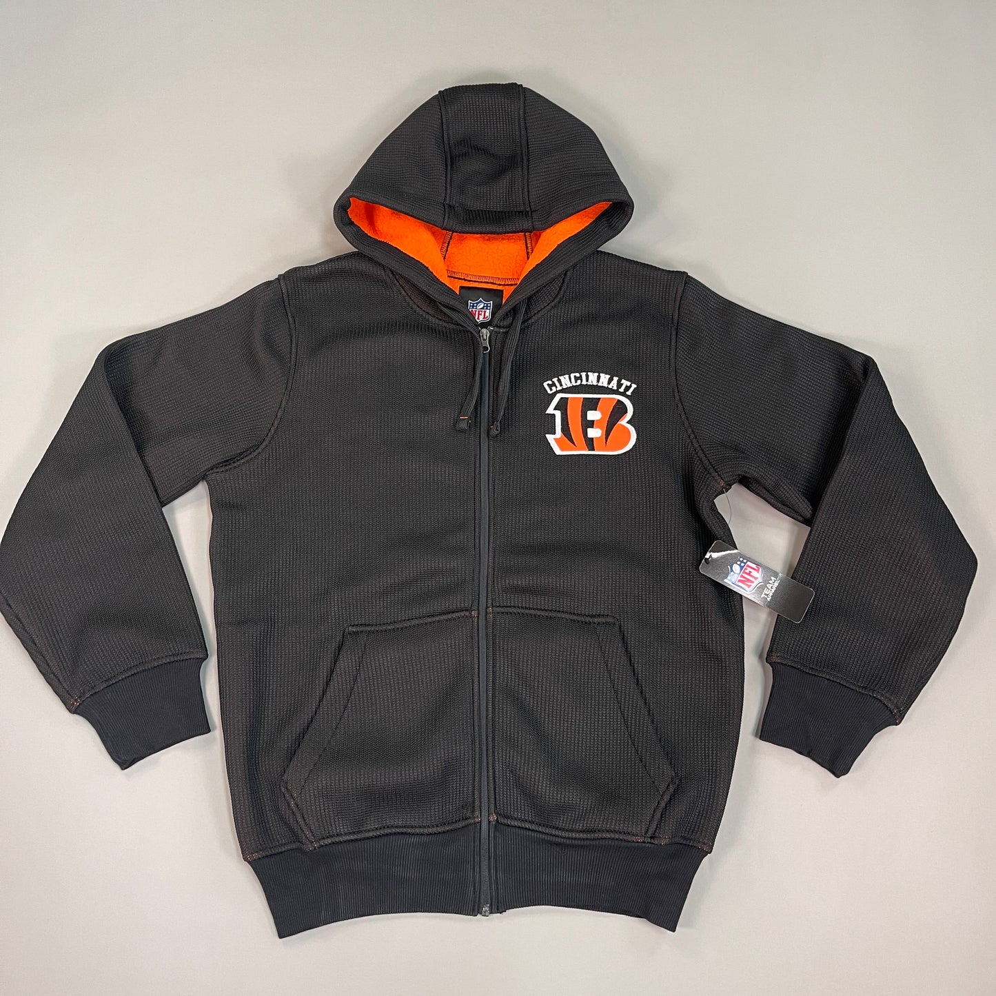 NFL CINCINNATI Bengals Full Zip Hooded Sweater Jacket Men's Sz S Black / Orange (New)