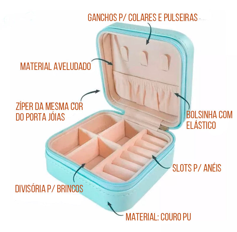 Porta Jóias Luxuoso Tipo Maleta, Com Divisórias.