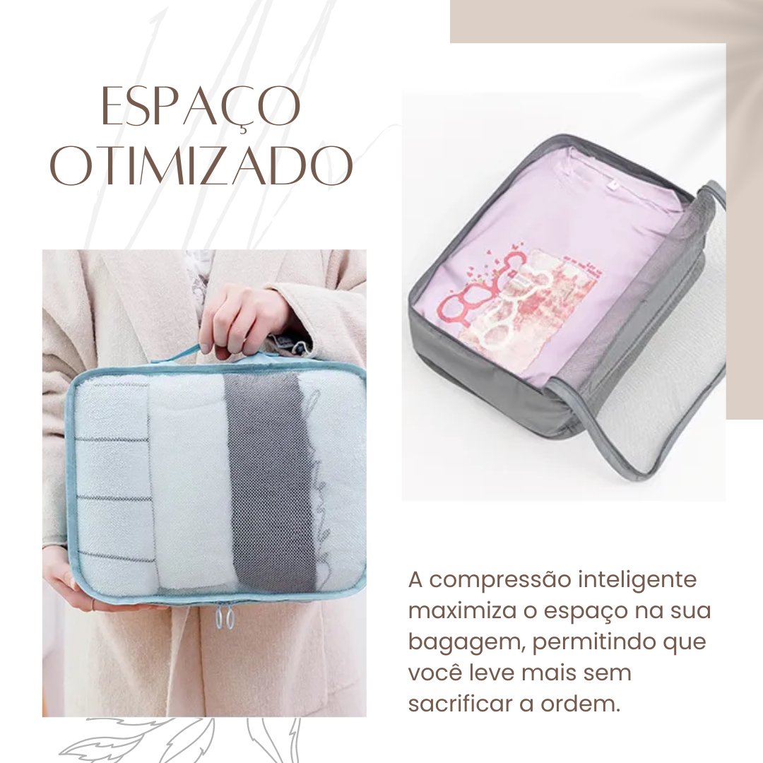 conjunto organizador, viagem, PackSmart, compreensão, bagagens