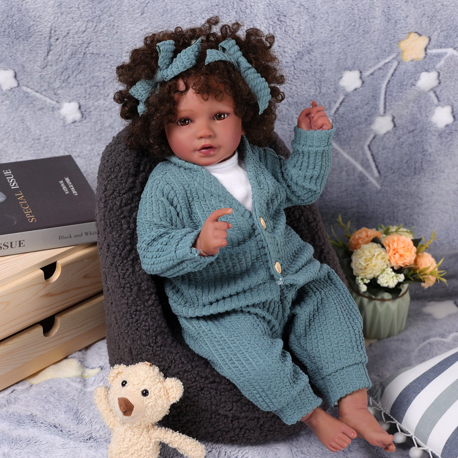 Babeside Callie 20'' Cutest Realistic Reborn Baby Doll African American Girl Awake