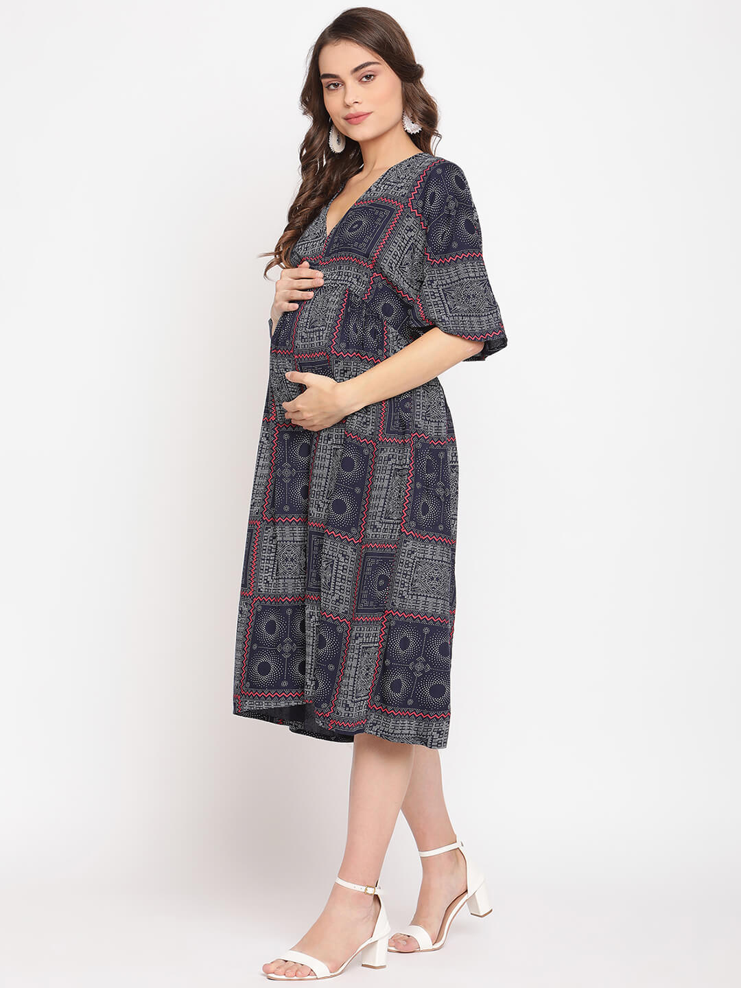The Vanca Maternity Printed Dress With Nursing Access