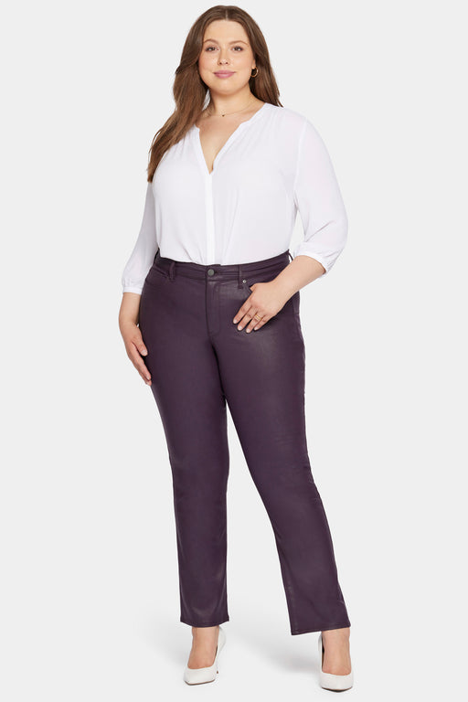 Uplift Coated Marilyn Straight Jeans In Plus Size - Black Coated