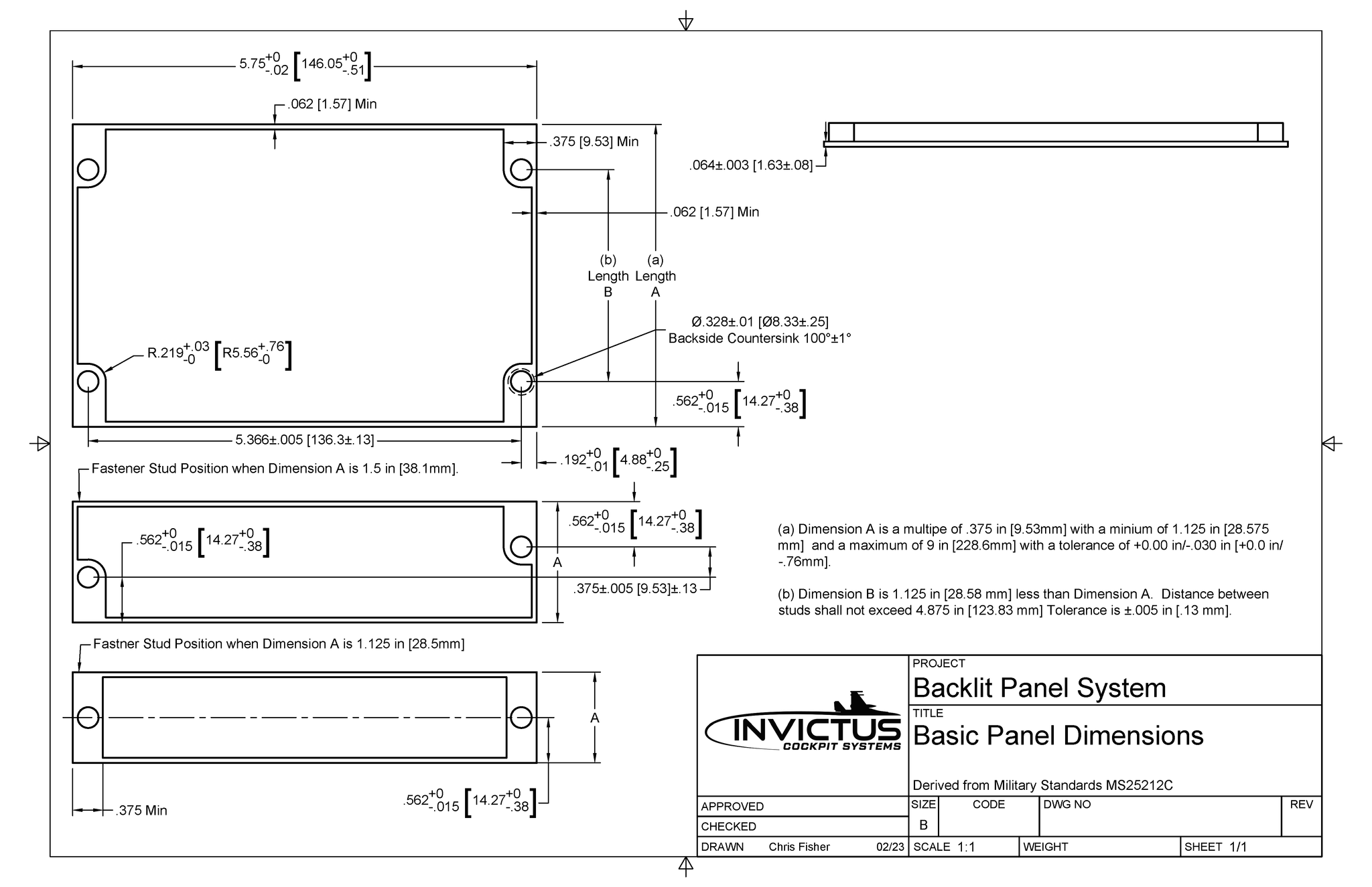 Basic Panel Dimensions Drawing