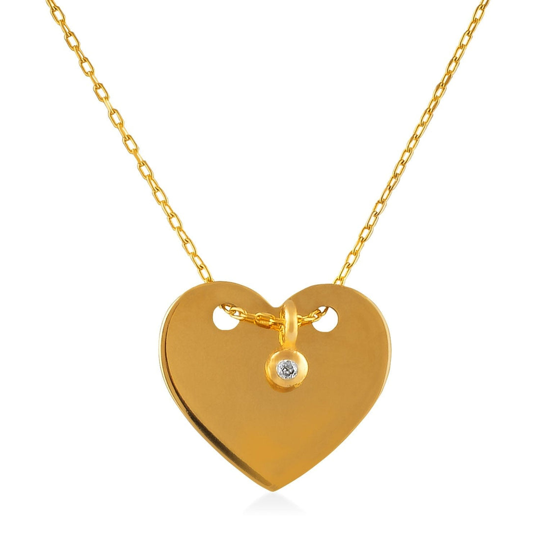 14k Solid Yellow Heart Photo Locket With Diamond Exclusive 