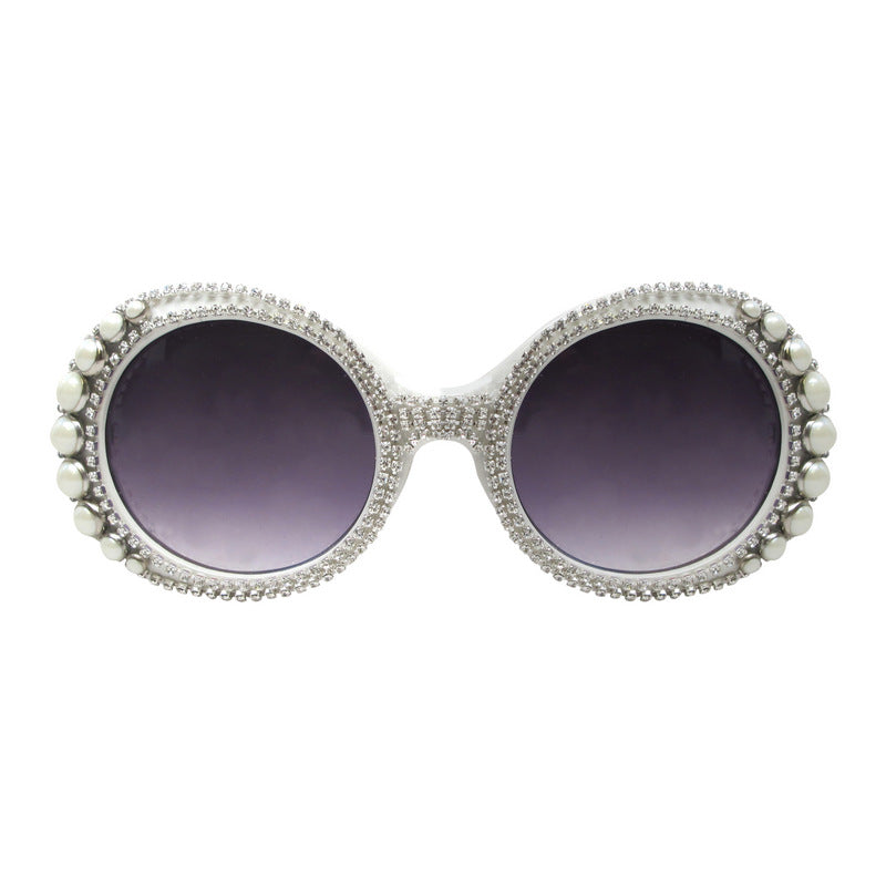 A-Morir Eyewear | Rodgers - Oversize Round Frame With Crystals + Pearls ...