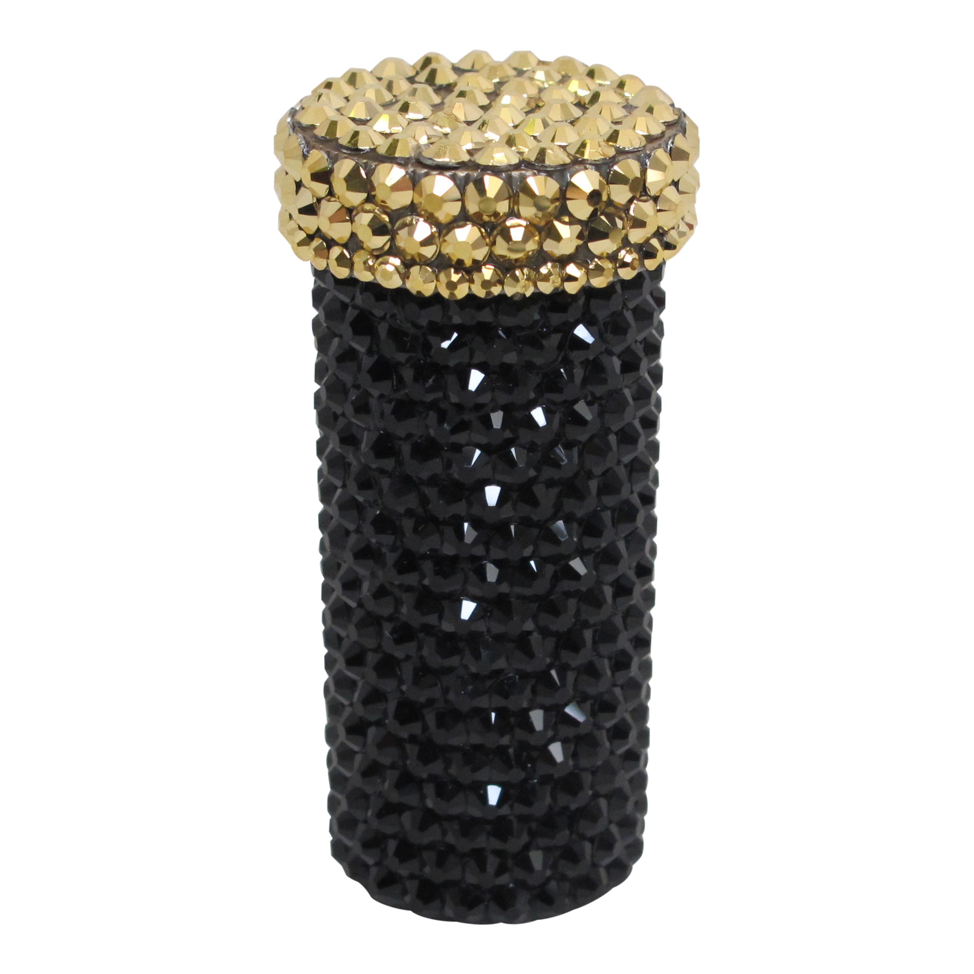 Crystal Pill Bottle in Black + Gold