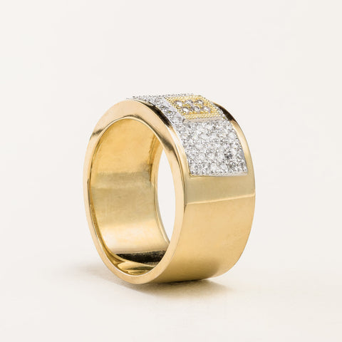 Cigar Pavé Gold Ring For Women Side View
