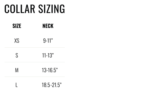 collars size chart