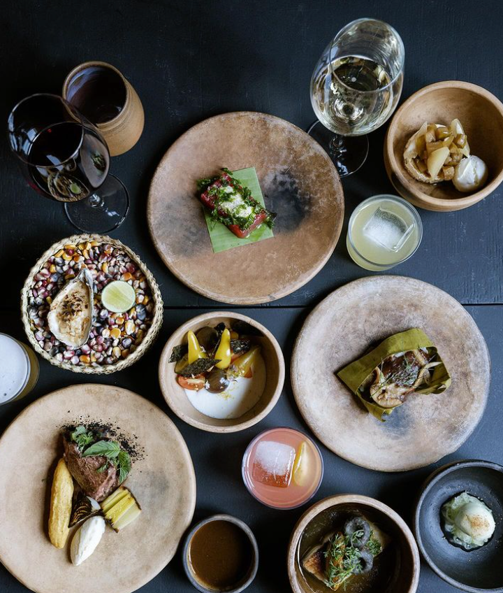 Spread of seven dishes from Criollo restaurant