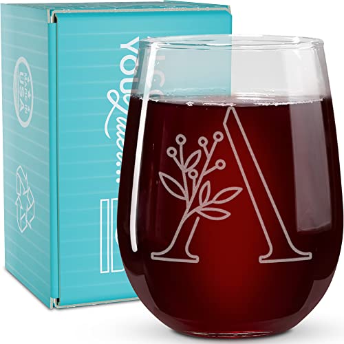 Engraved Stemless Wine Glasses Set of 4 Unique Personalized Wine Glasses  Cool Wine Lover Gifts for Dad and Mom Custom Engraved 