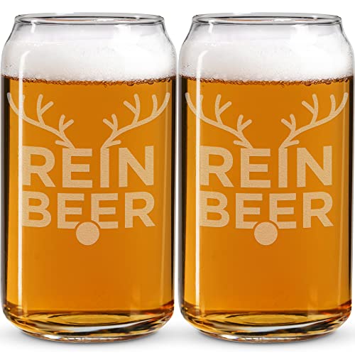 On The Rox Drinks Beer Can Glasses Set of 4- Can Shaped Beer  Glass Cups - Holds 16 Oz- Cork Coasters Included in Set- Soda Pop Can  Shaped Beer Glasses