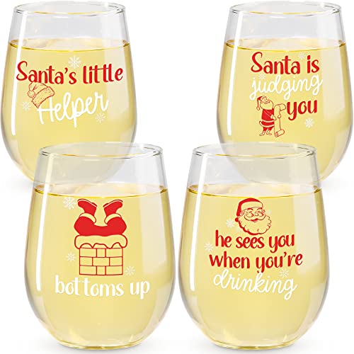 Christmas Wine Glasses with Stem, Santa Claus and Elk Glass Christmas Wine  Goblets Cups for Home Bar and Nightclub, Christmas Cocktails Glasses Goblet  for Xmas Holiday Wineglass Gift 