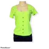 Fluorescent Green Button Up Top - The Fix Clothing