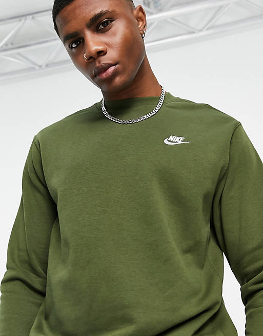 nike club sweatshirt khaki