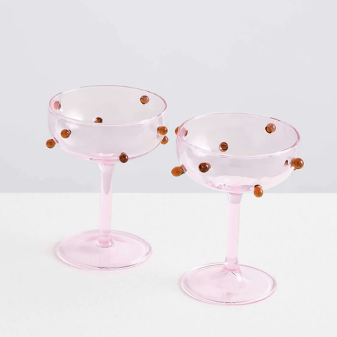 2 Champagne Coupes, Maison Balzac, $119, us.maisonbalzac.com