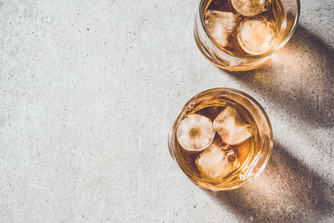 Birdseye view of whisky on the rocks