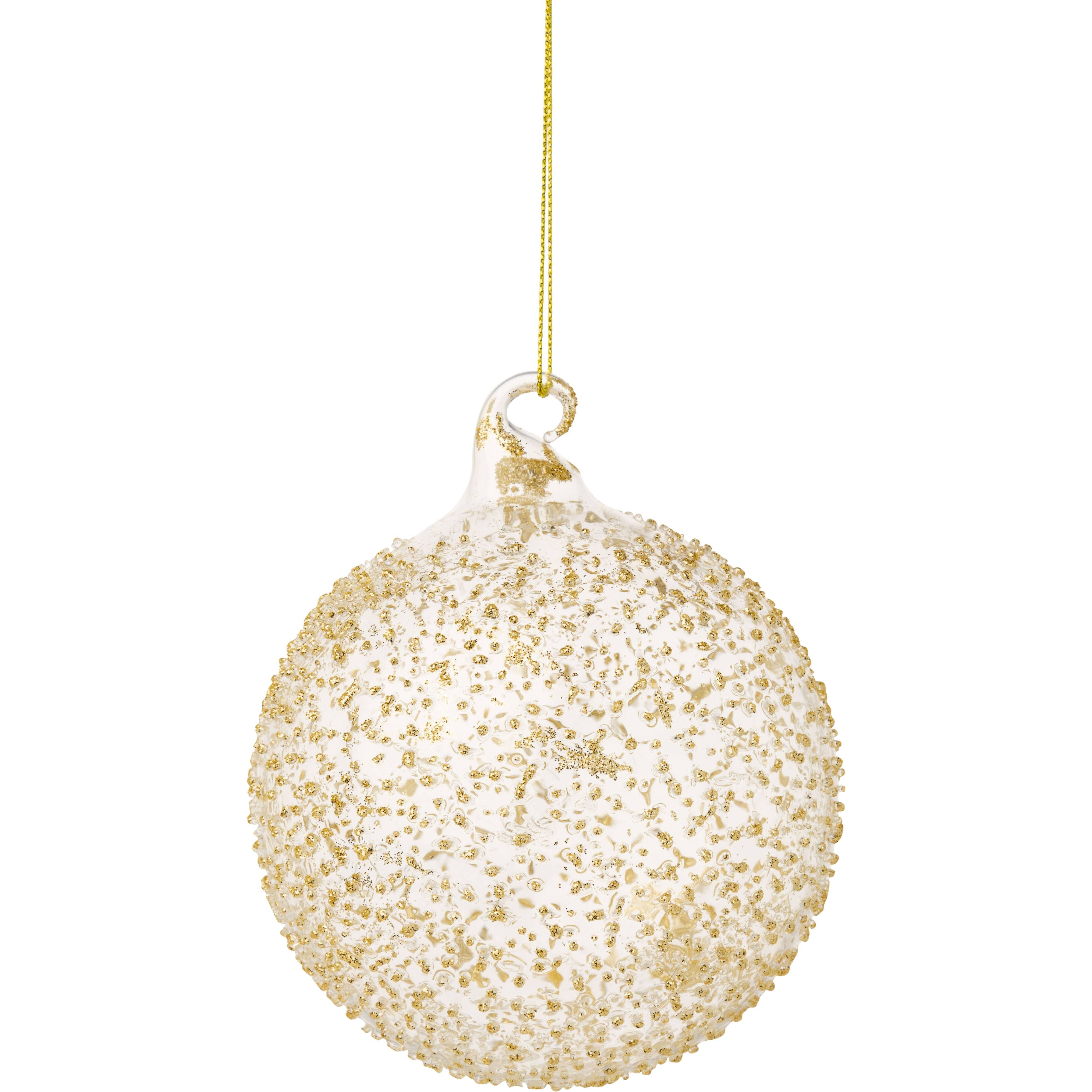 Gold Glitter Sand Textured Clear Glass Ornament