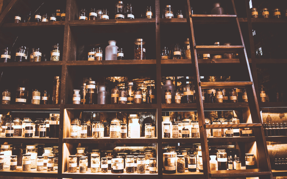 wall of herbal medicine