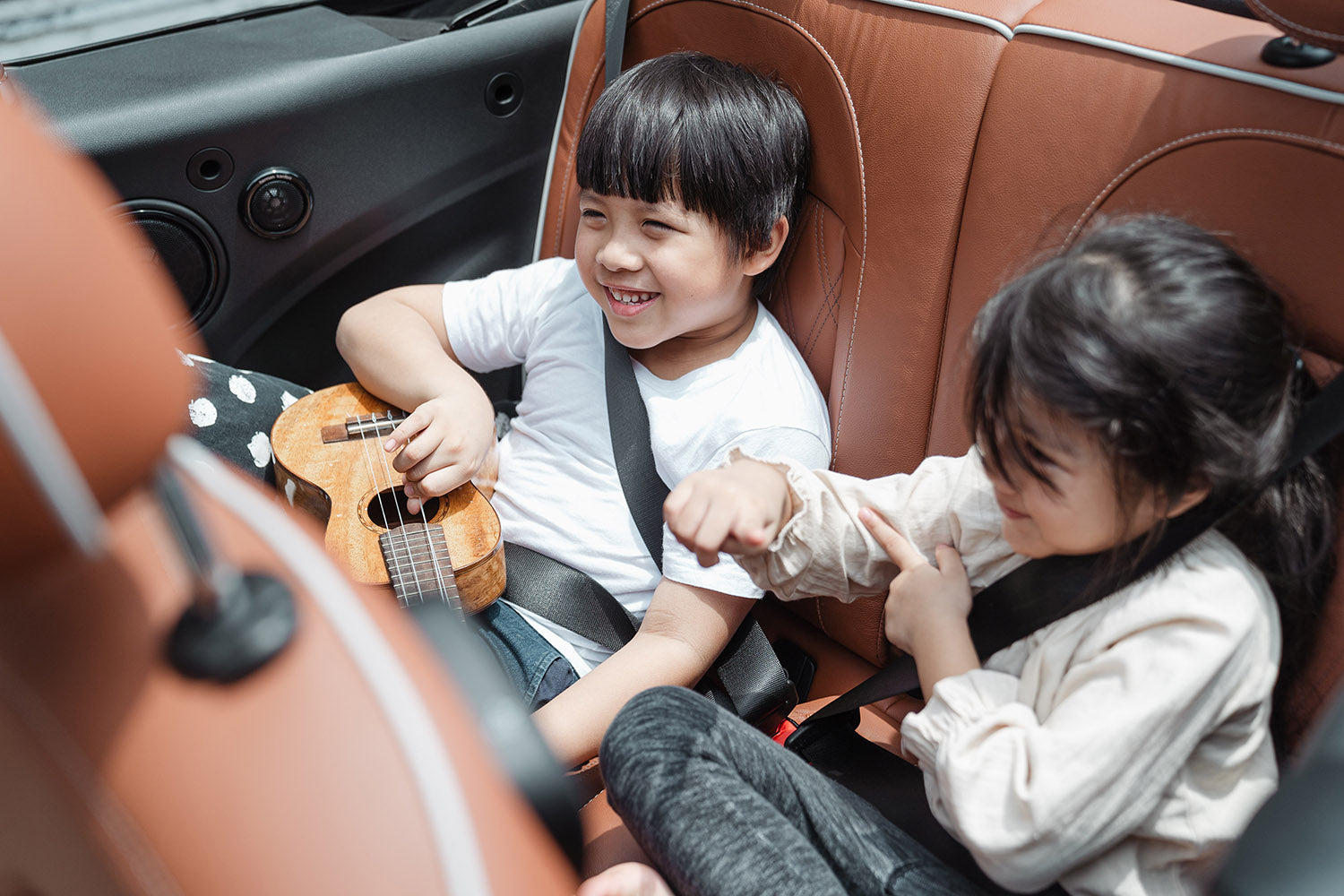 Children travelling in car