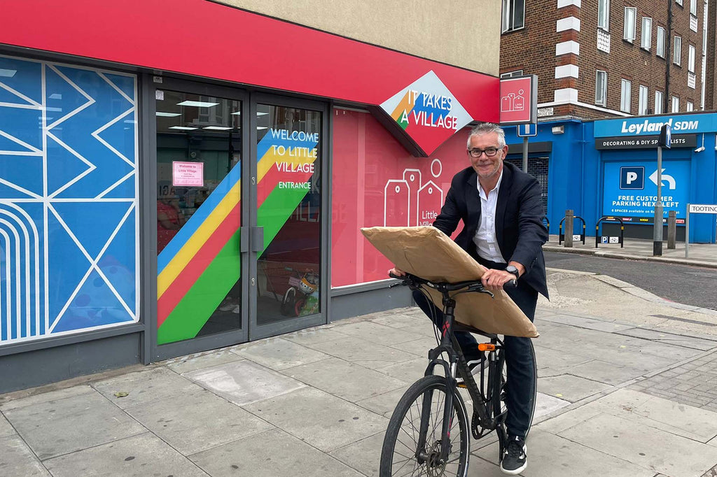 Naturalmat Baby founder Mark Tremlett delivers the first of 120 Coco Mat nursery mattresses to Little Village's Tooting HQ.