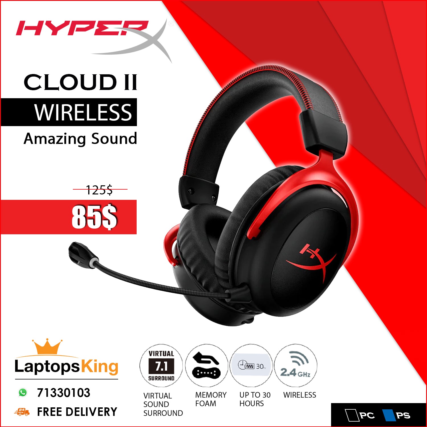Hyperx Cloud II Wireless Gaming Headset Offer (New Open Box)