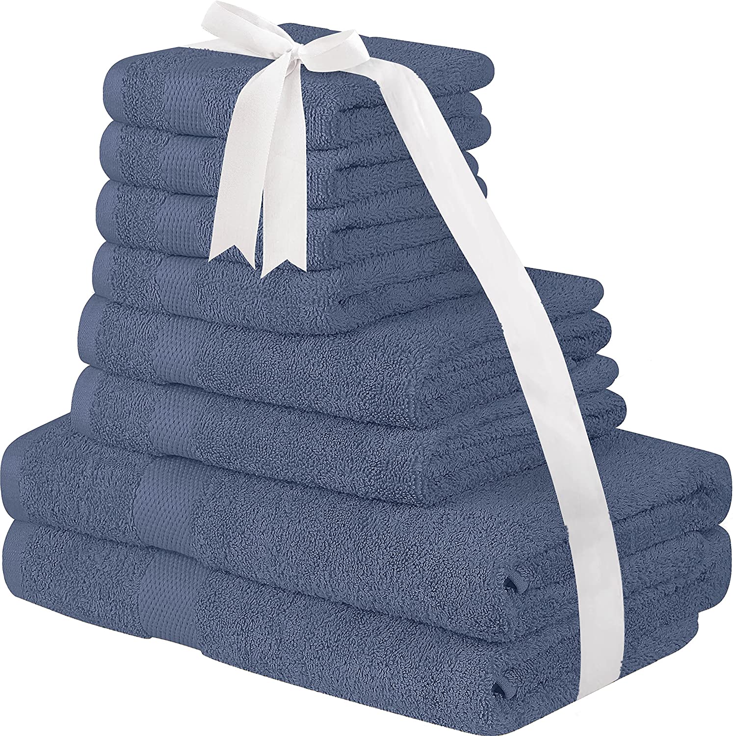 100% Egyptian Cotton 8 Towels Set 700gsm- 2 Bath, 2 Hand, 4 Face Towels