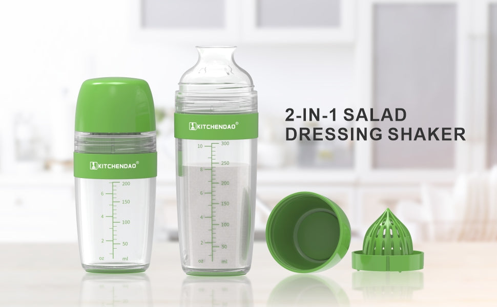 2 in 1 Salad Dressing Shaker With Citrus Juicer Salad Tool 250ml Green