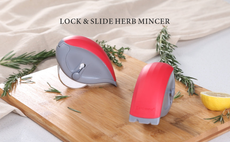 Detachable Herb Mincer Roller Cutter S/S Blade Leaf Stripper Red