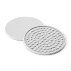 4.25 Inch Bar Drink Coasters With Holder Set of 8 Grey Convex