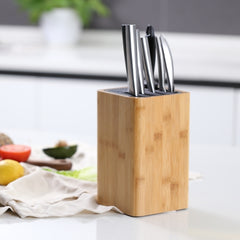 Deluxe Universal Knife Block With Slots Bamboo Knife Holder Basic