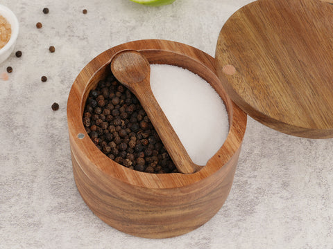 Acacia Wood Salt and Pepper Bowl Box