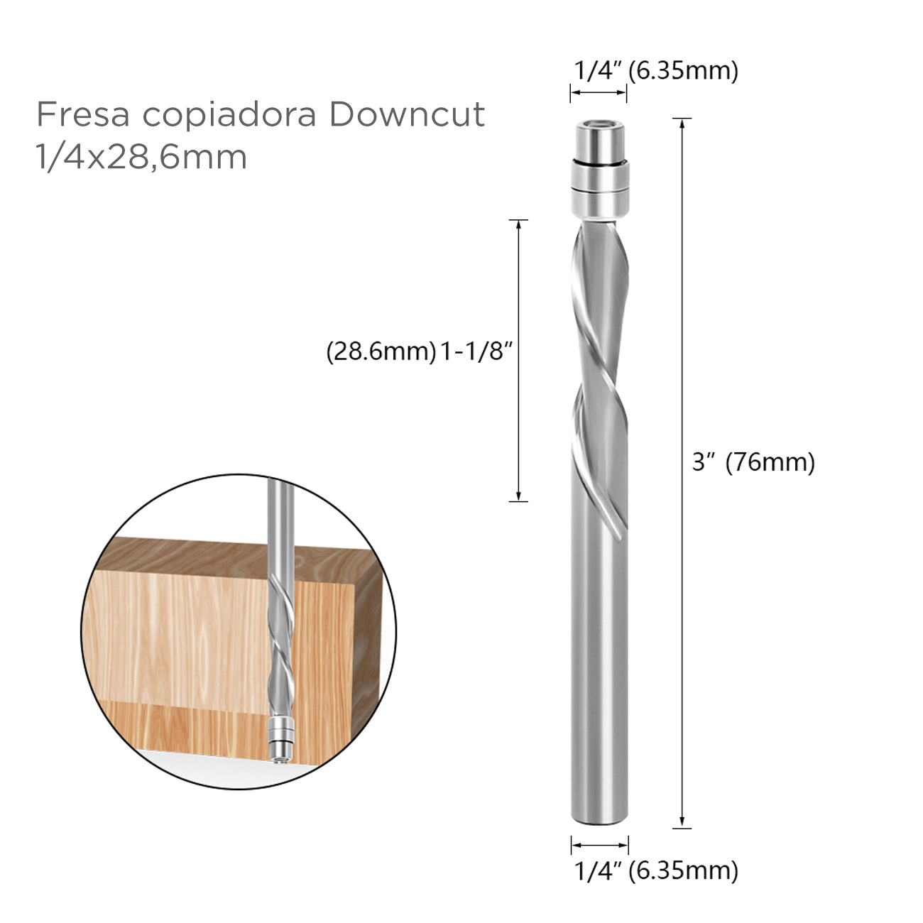 fresa copiadora Downcut 1/4x28,6mm – Fresamadera