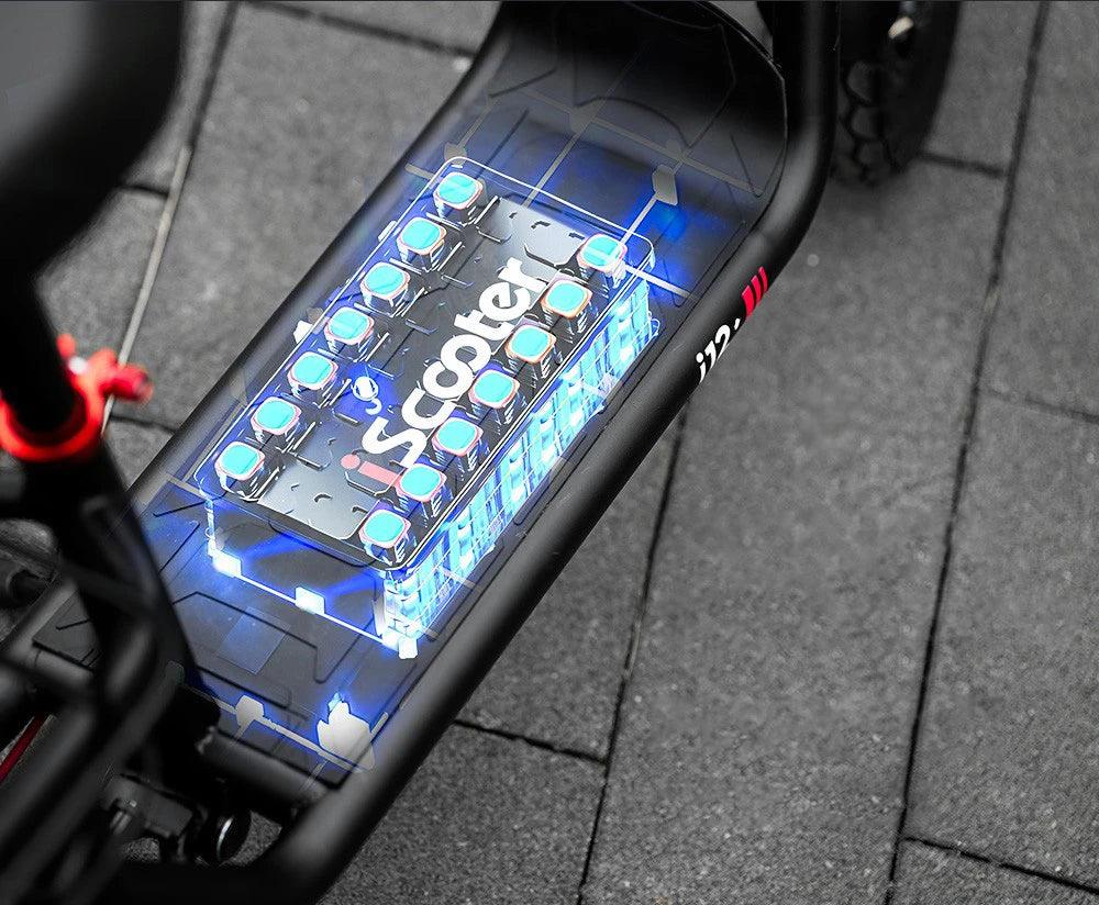 iScooter i12 Electric Scooter with Seat & Rear Basket, 500W Motor, 36V 7.5Ah Battery, 12-inch Pneumatic Tire, 25km/h Max Speed, 35km Max Range, Dual Disc Brakes, Dual Shock Absorption