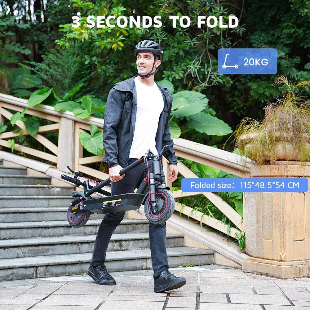 iScooter i10 Electric Scooter, 650W Motor, 36V 15Ah, 10-inch Pneumatic Tire, 40km/h Max Speed, 45km Max Range, ‎Front and Rear Suspension, Electronic Brake & Disc Brake