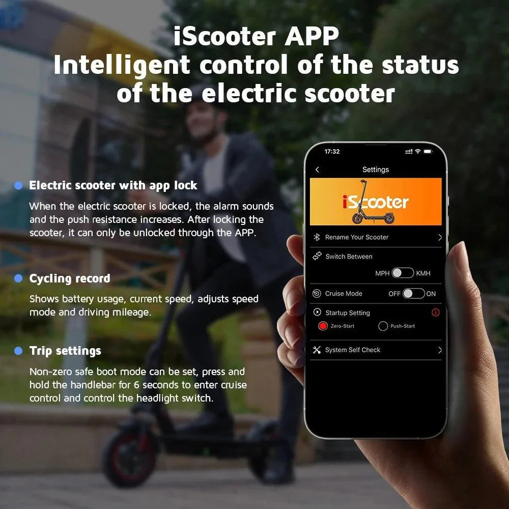 iScooter i10 Electric Scooter, 650W Motor, 36V 15Ah, 10-inch Pneumatic Tire, 40km/h Max Speed, 45km Max Range, ‎Front and Rear Suspension, Electronic Brake & Disc Brake