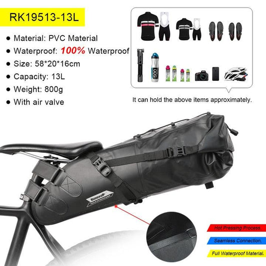 Rhinowalk Bike Imperméable à l'eau Sac de selle de vélo Réfléchissant  Grande Capacité Pliable Queue Sac arrière Cyclisme VTT Trunk Pannier Black  - Sacs de vélo & Pannier