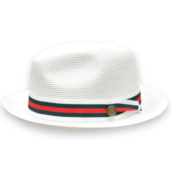Straw "Bellagio" Hat (White/Red/Green)