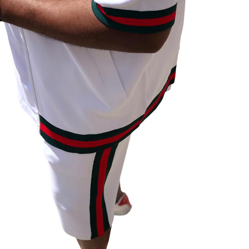 Prestige Luxury Knit Short Set (White/Red/Green) JBROOKS MENSWEAR