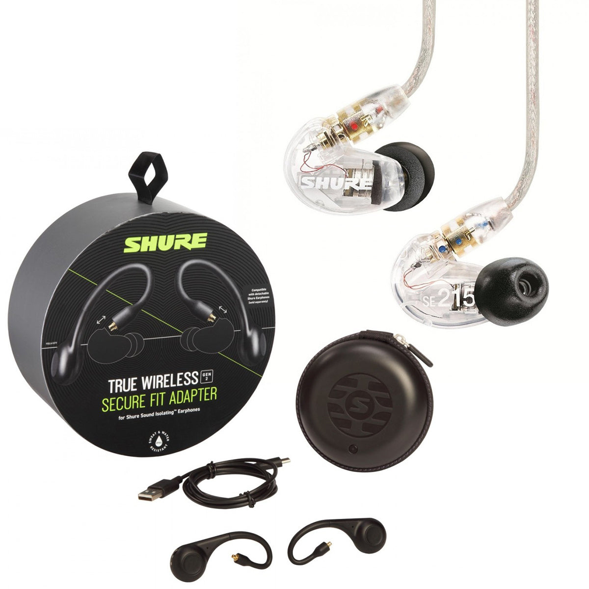 Shure SE215 Sound Isolating Earphones with True Wireless - Black