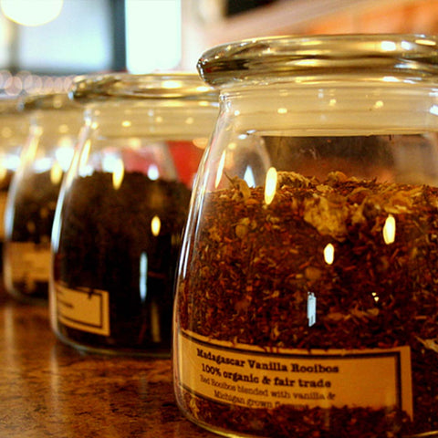 Sealed jars of tea