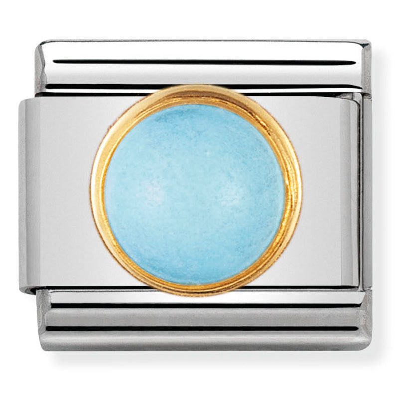 Nomination - classic round stones st/steel, 18ct gold (turquoise)