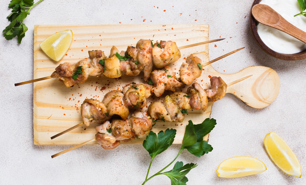 Lemon and herb chicken skewers, for the BBQ. A recipe from Landmann UK.