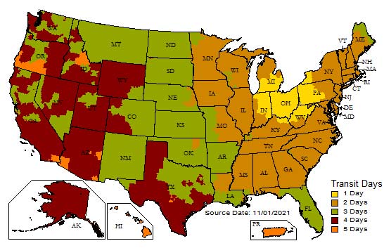 UPS Shipping Map