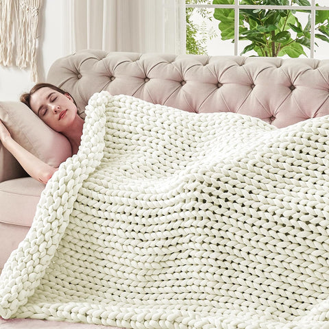 An Attractive and Breathable Woven Weighted Blanket in Ivory