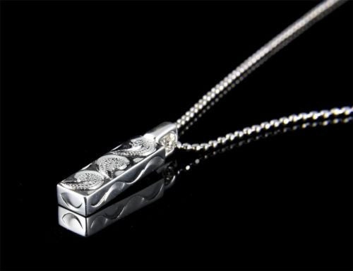 HEAVY SOLID 925 STERLING SILVER HAWAIIAN SCROLL BAR SLIDE PENDANT 5MM ...