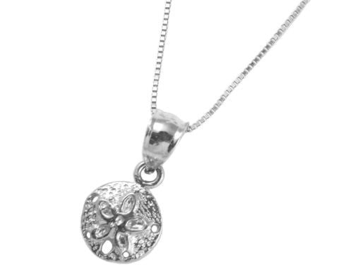 SOLID 14K WHITE GOLD HAWAIIAN SAND DOLLAR CHARM PENDANT SMALL 8.5MM ...