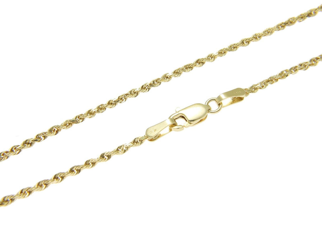 1.5MM SOLID 14K YELLOW GOLD DIAMOND CUT ROPE ANKLET 9