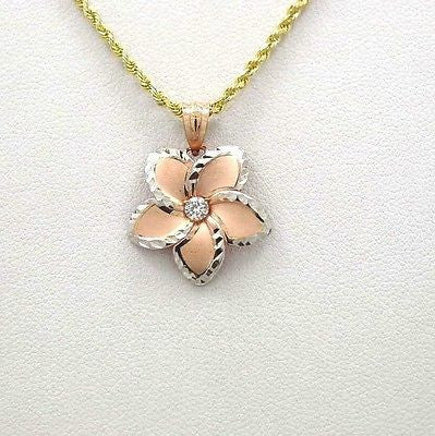 19MM ROSE GOLD HAWAIIAN PLUMERIA WG SMOOTH DIA. CUT CZ – Arthur's Jewelry